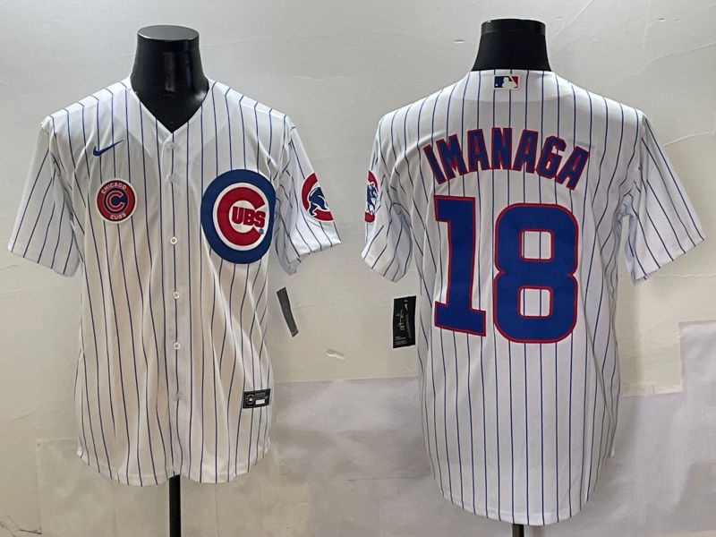 Men Chicago Cubs #18 Imanaga White Stripe Game Nike 2025 MLB Jersey style 7->chicago cubs->MLB Jersey